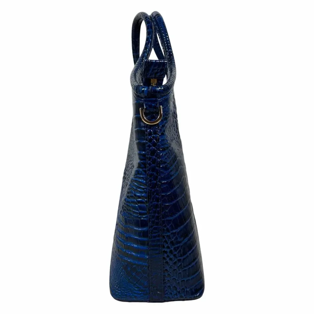 Brahmin Elaine Melbourne Leather Satchel Bag Sapphire Blue